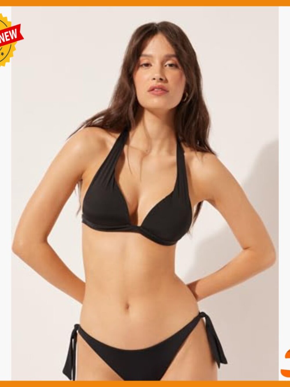 Graduated Padded Triangle Bikini Top Halter Neck Adjustable Straps - Picture 4 of 6